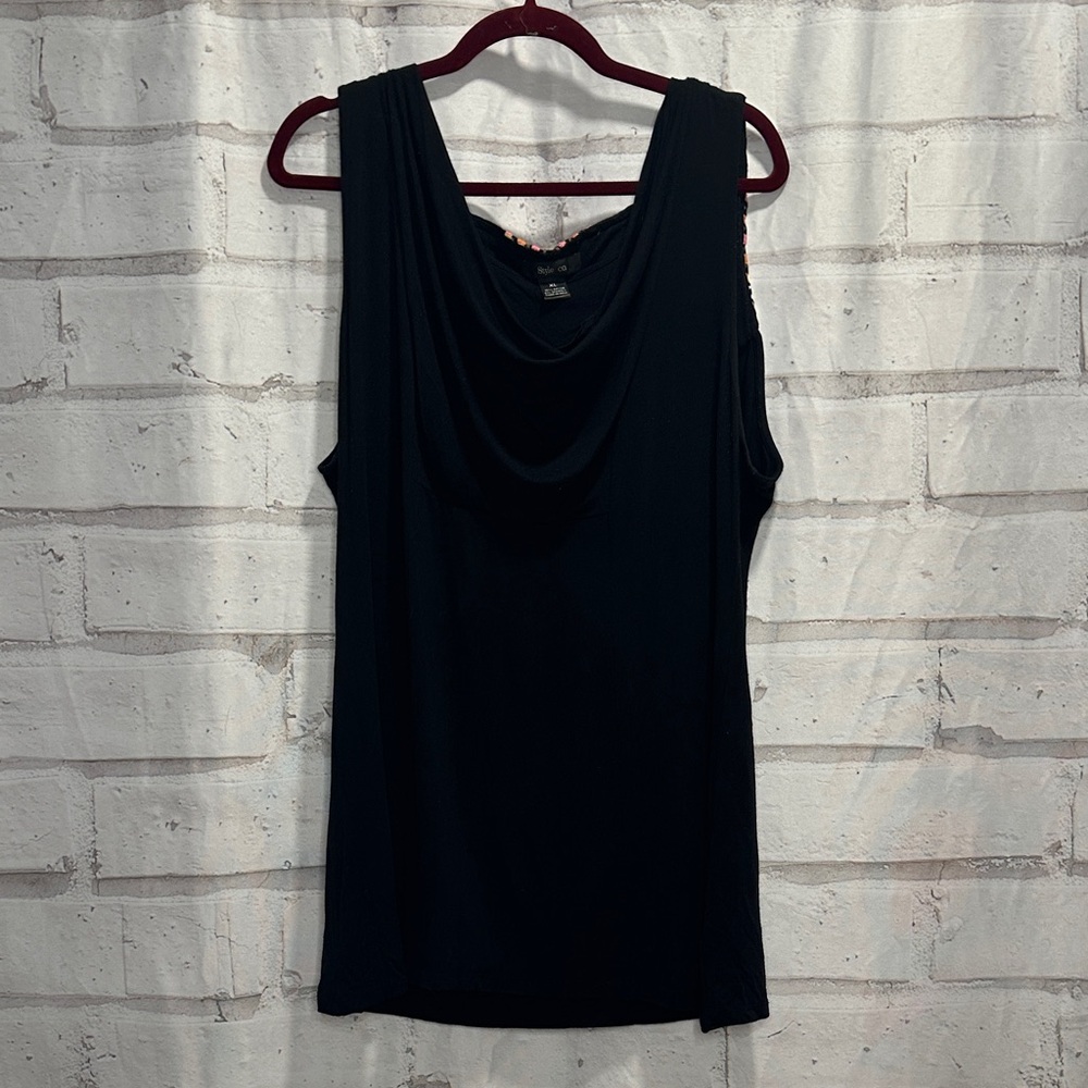 Style & Co. Black Draped Tank Top